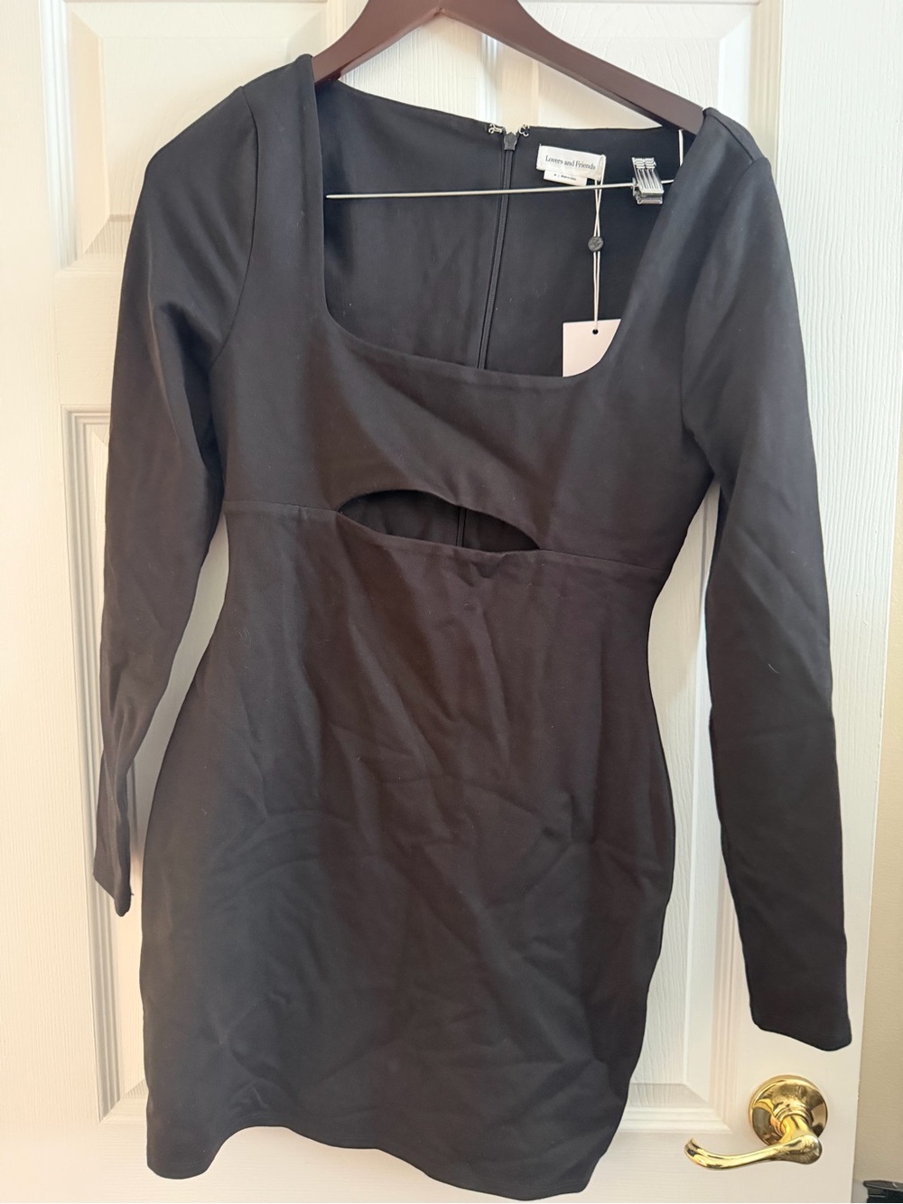 Lovers + Friends Black Long-Sleeve Mini Dress with Front Cutout